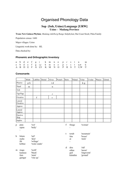 Organised Phonology Data