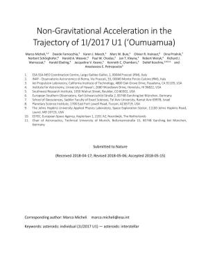 Non-Gravitational Acceleration in the Trajectory of 1I/2017 U1 (ʻoumuamua)
