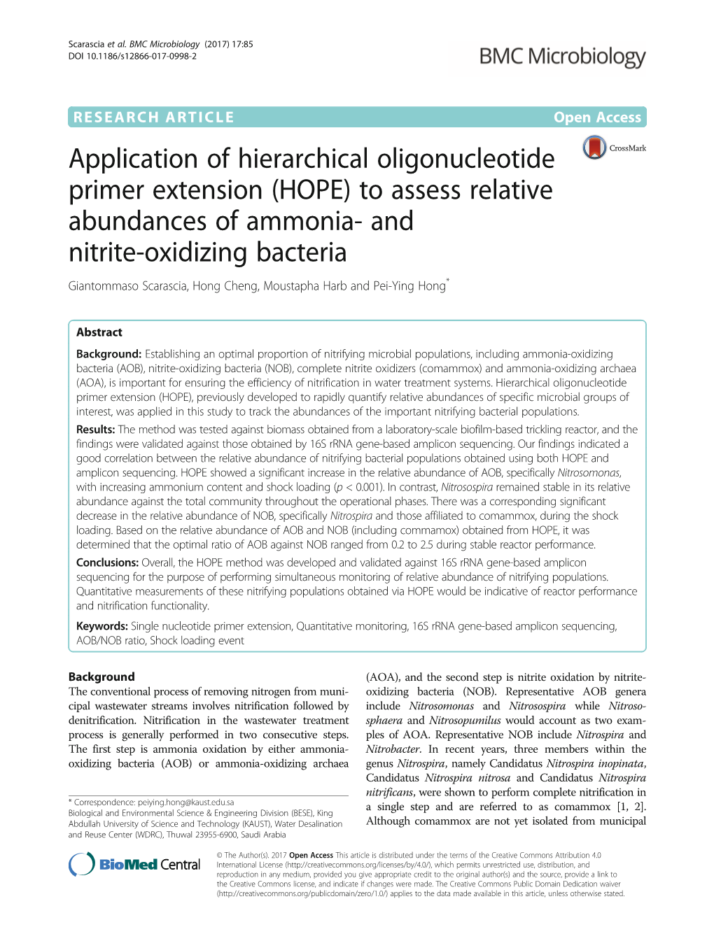 Application of Hierarchical Oligonucleotide Primer Extension (HOPE) to Assess Relative Abundances of Ammonia- and Nitrite-Oxidiz