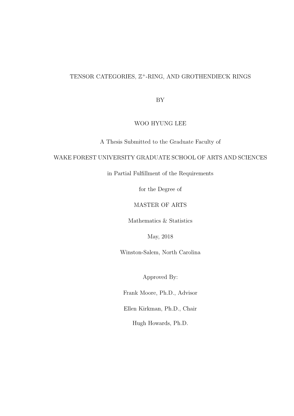 Tensor Categories, Z+-Ring, and Grothendieck Rings By