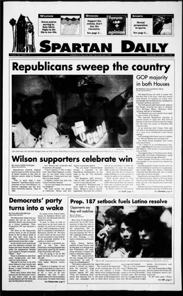 Republicans Sweep the Country GOP Majority in Both Houses by Matthew Tom and Kevin Valine Spartan Daily Staff Writers