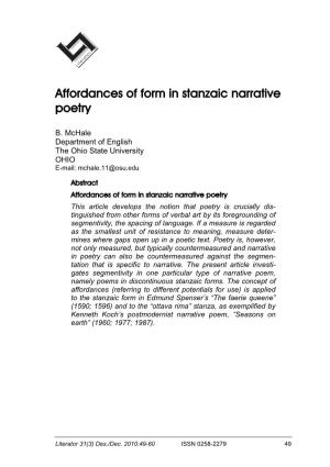 Affordances of Form in Stanzaic Narrative Poetry