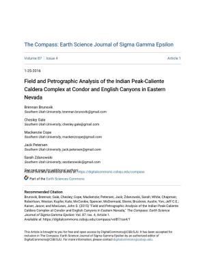 Field and Petrographic Analysis of the Indian Peak-Caliente Caldera Complex at Condor and English Canyons in Eastern Nevada