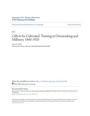 Training in Dressmaking and Millinery 1860-1920 Susan R