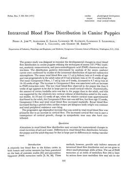 Lntrarenal Blood Flow Distribution in Canine Puppies