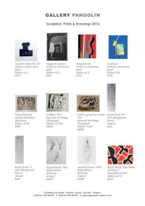 Sculpture Prints and Drawings Price List.Indd