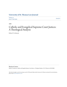 Catholic and Evangelical Supreme Court Justices: a Theological Analysis Robert F