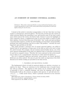 An Overview of Modern Universal Algebra
