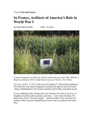 In France, Artifacts of America's Role in World War I