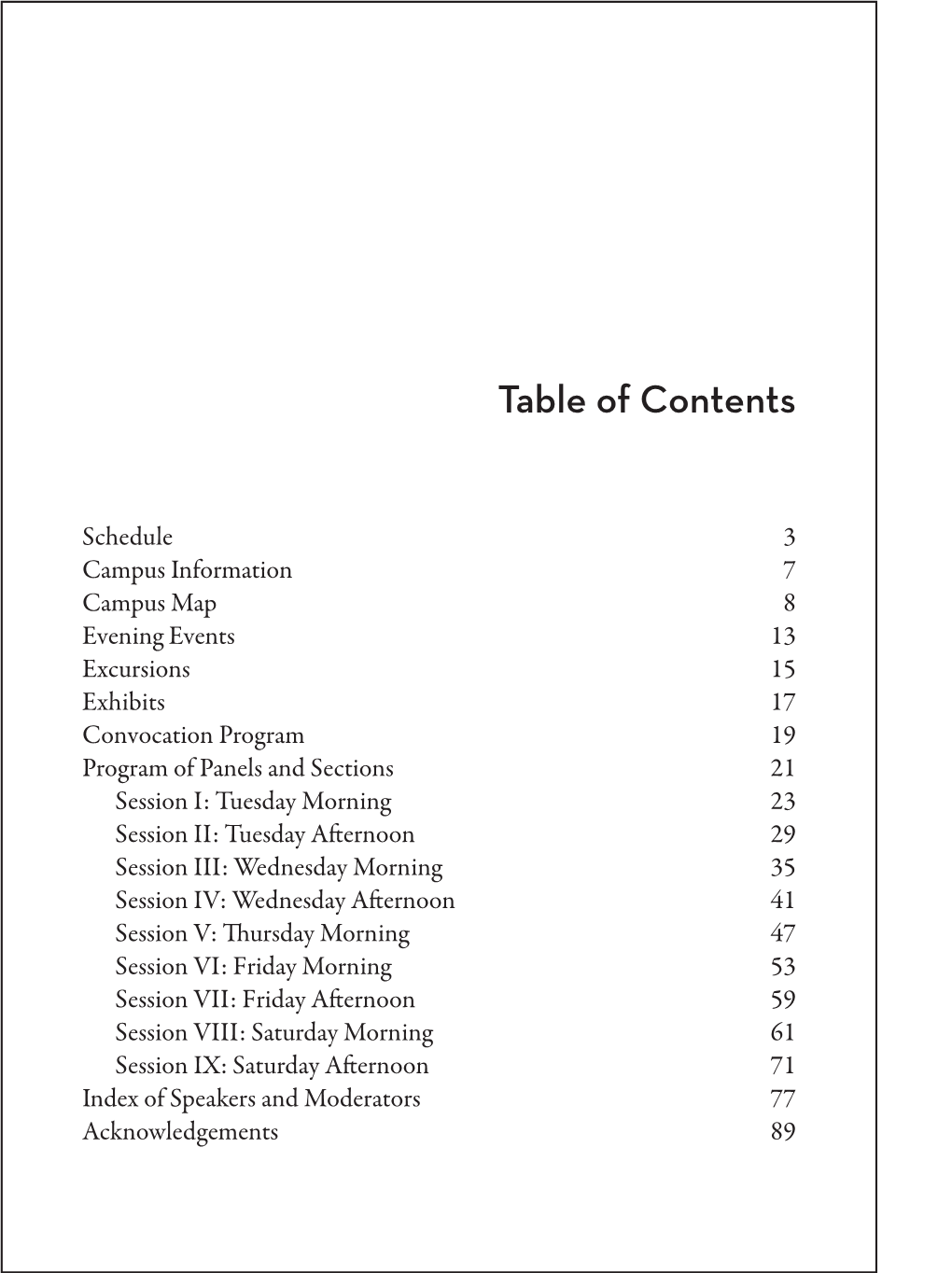 Table of Contents