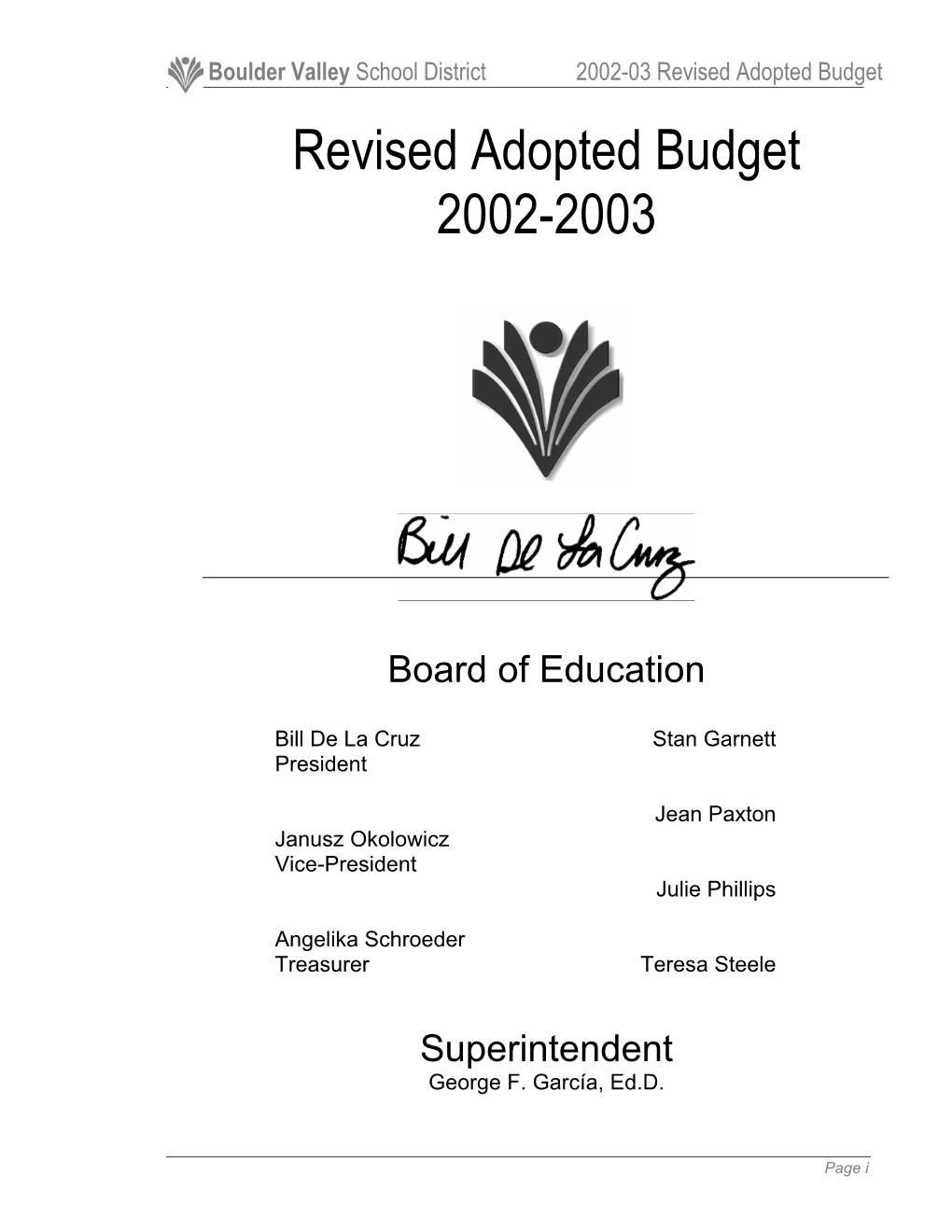 Revised Adopted Budget 2002-2003