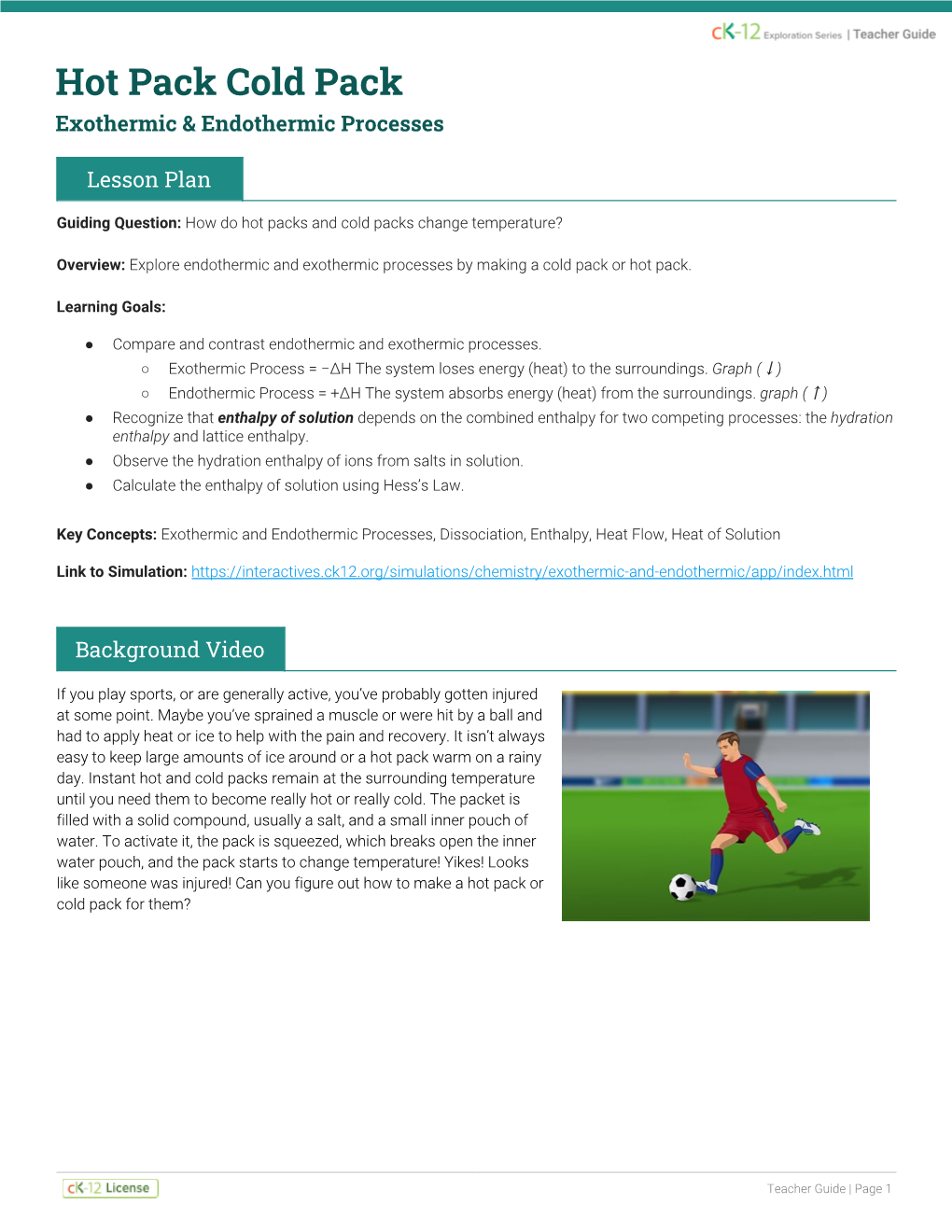 Hot Pack Cold Pack Exothermic & Endothermic Processes DocsLib