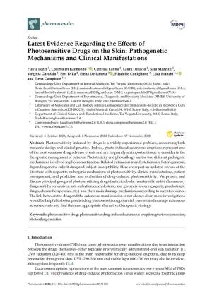Latest Evidence Regarding the Effects of Photosensitive Drugs on the Skin