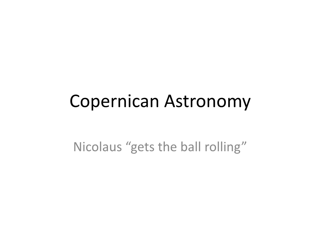 Copernican Astronomy