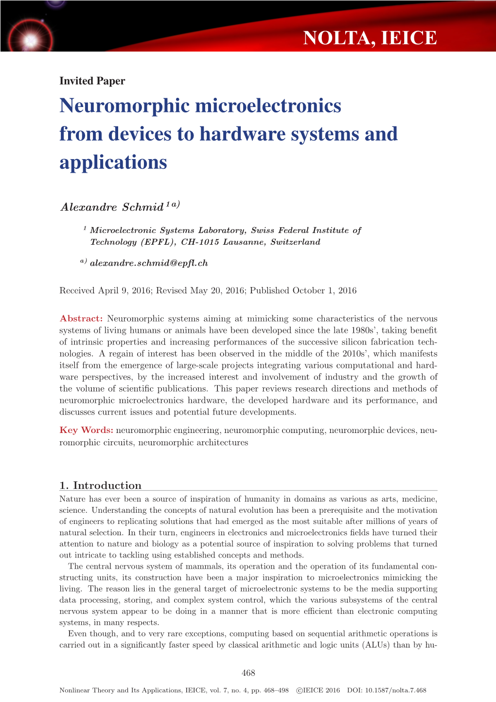 Neuromorphic Microelectronics from Devices to Hardware Systems and Applications