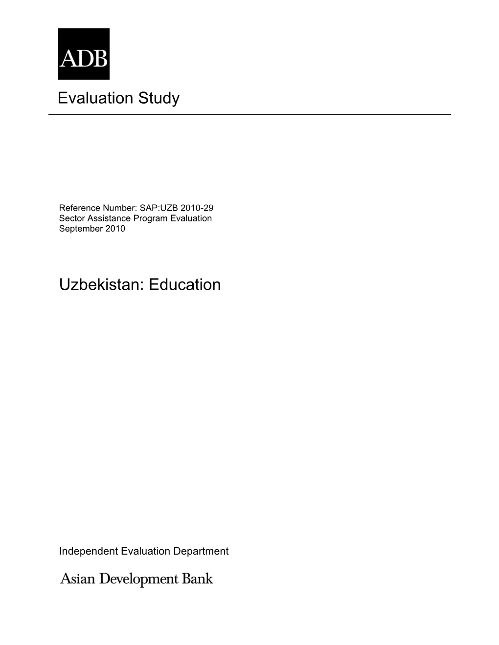 Sector Assistance Program Evaluation on Education in Uzbekistan