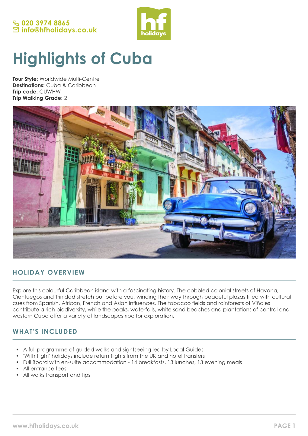 Cuba Guided Walking Holiday