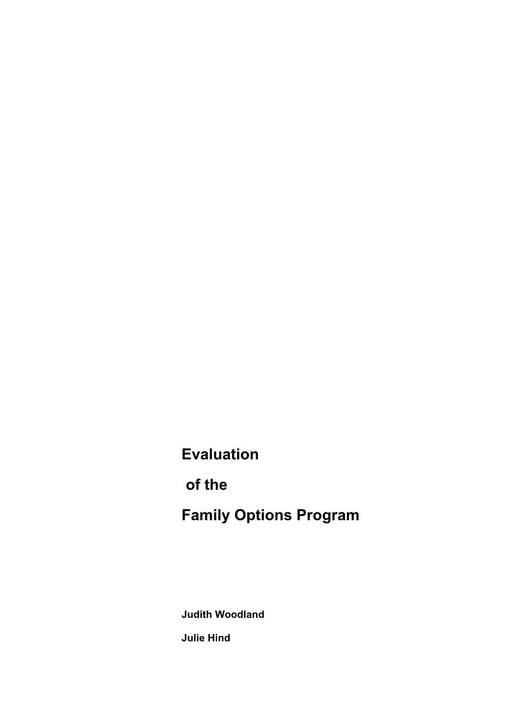 Evaluation of the Family Options Program