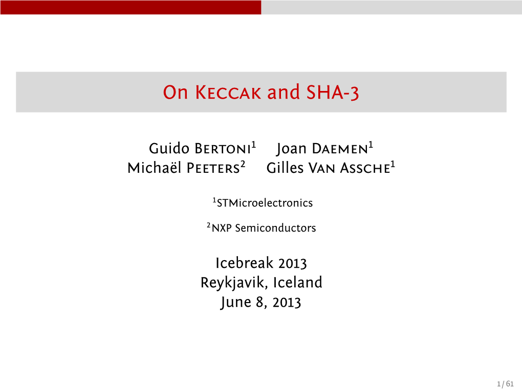 On Keccak and SHA-3