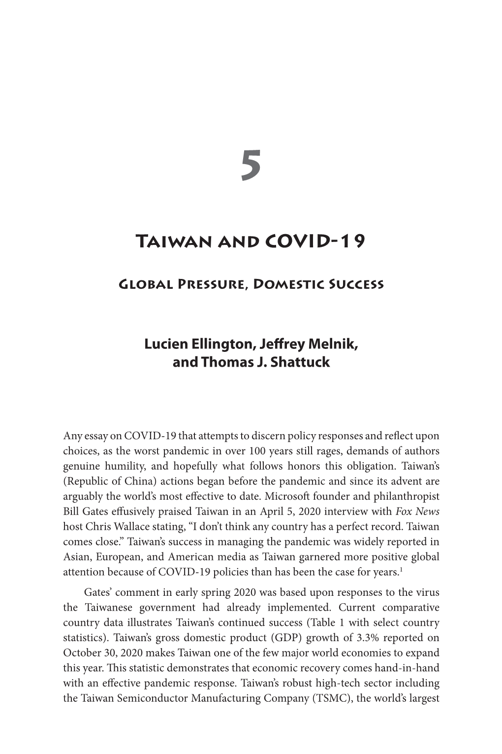 Taiwan and COVID-19