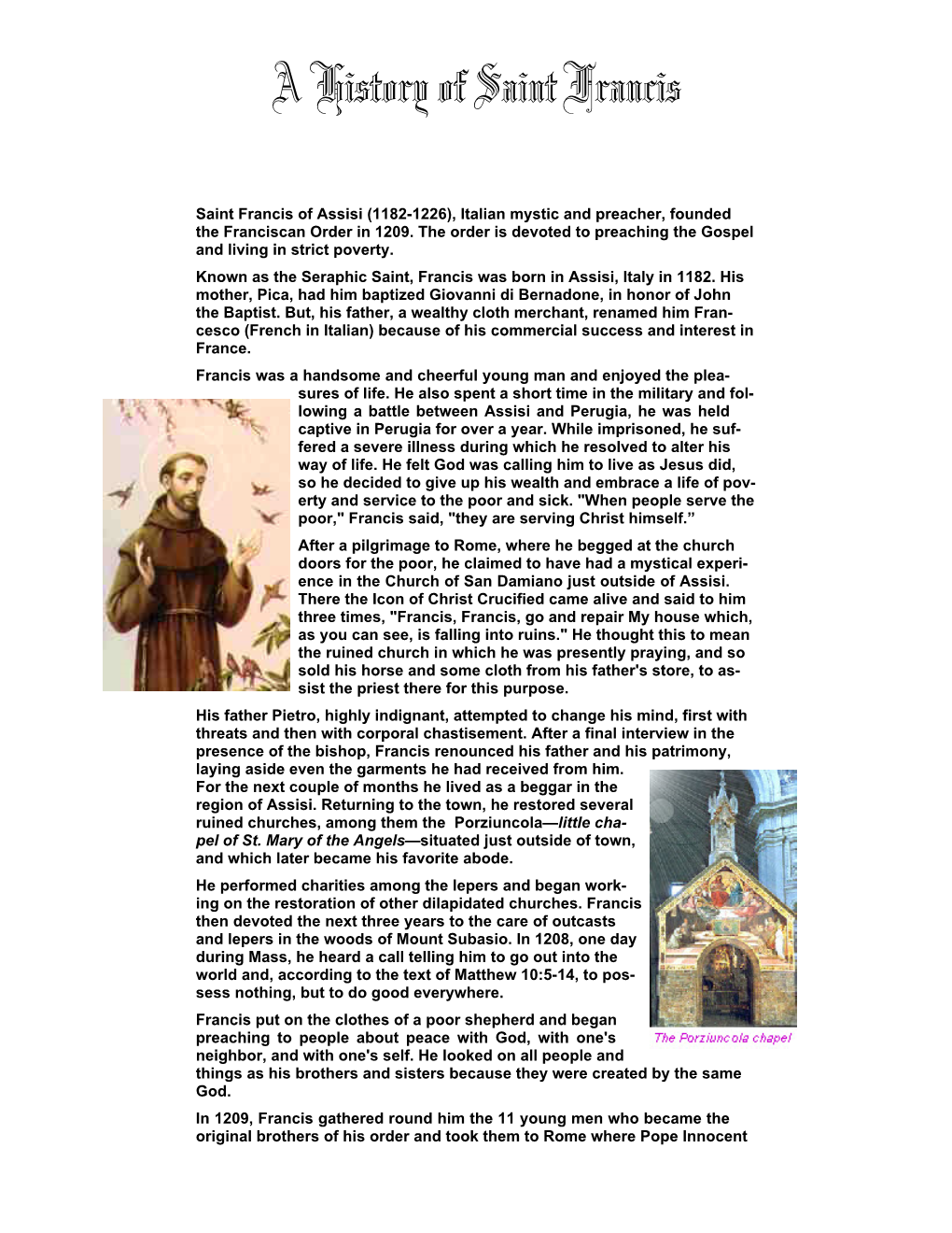 History of St Francis(For PDF)