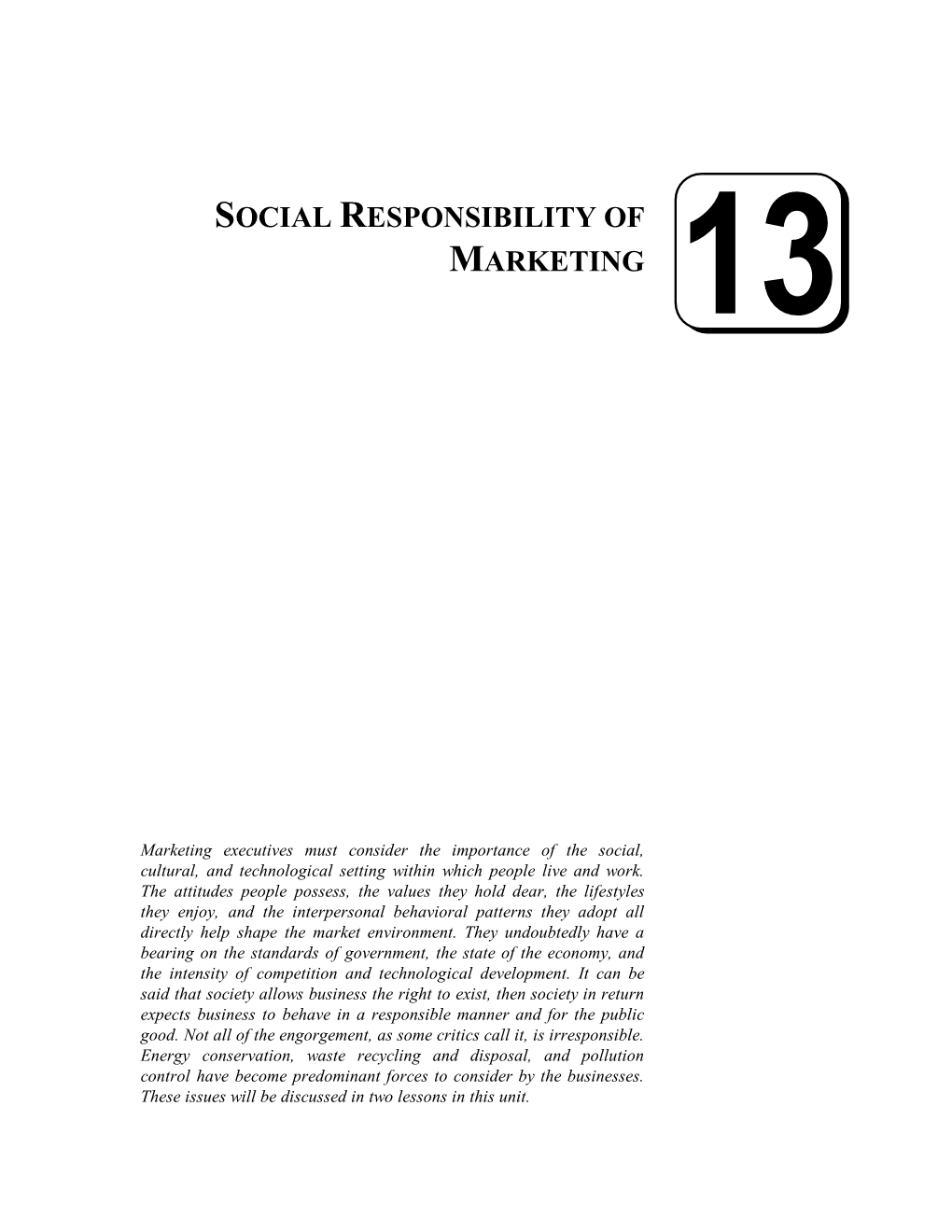 Social Responsibility of Marketing