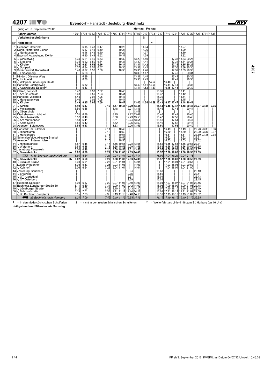 Evendorf - Hanstedt - Jesteburg -Buchholz Gültig Ab: 3