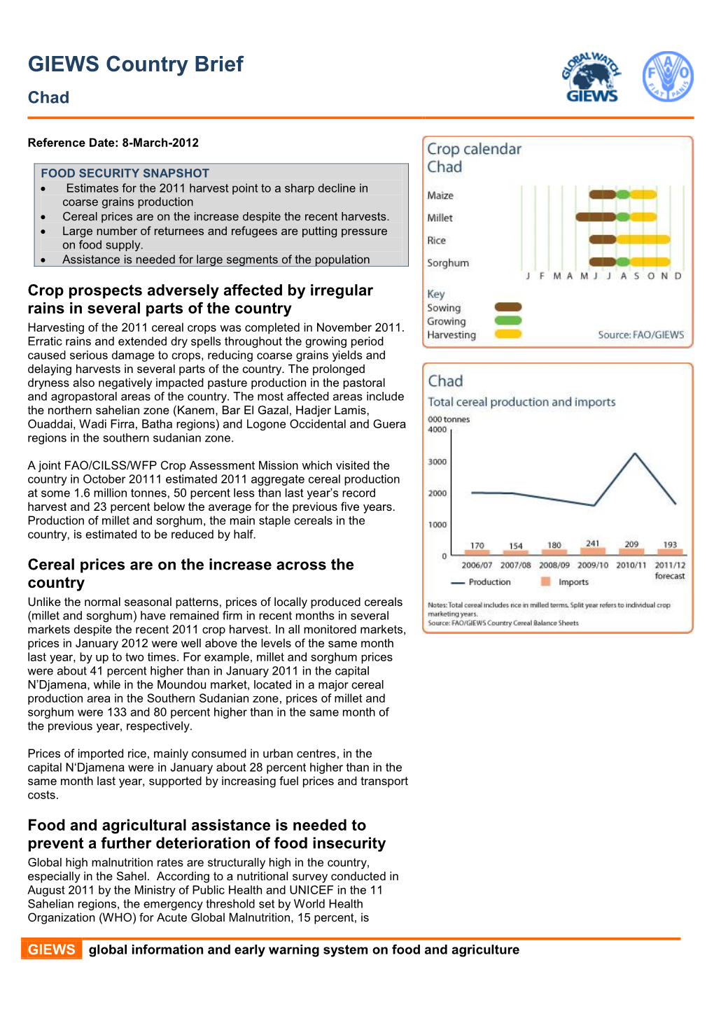 GIEWS Country Brief