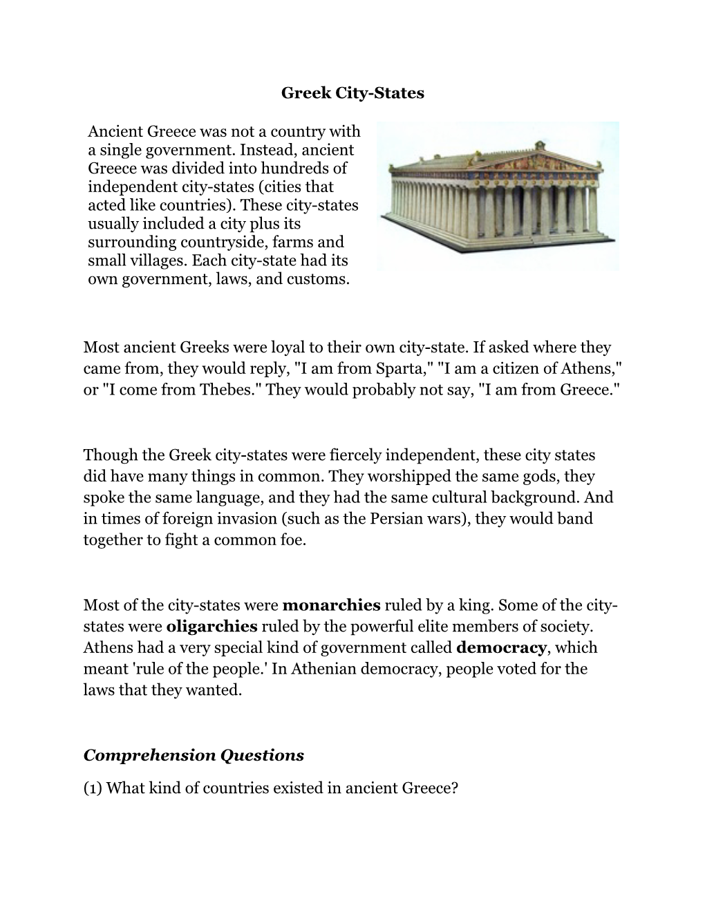 Greek City-States Most Ancient Greeks Were