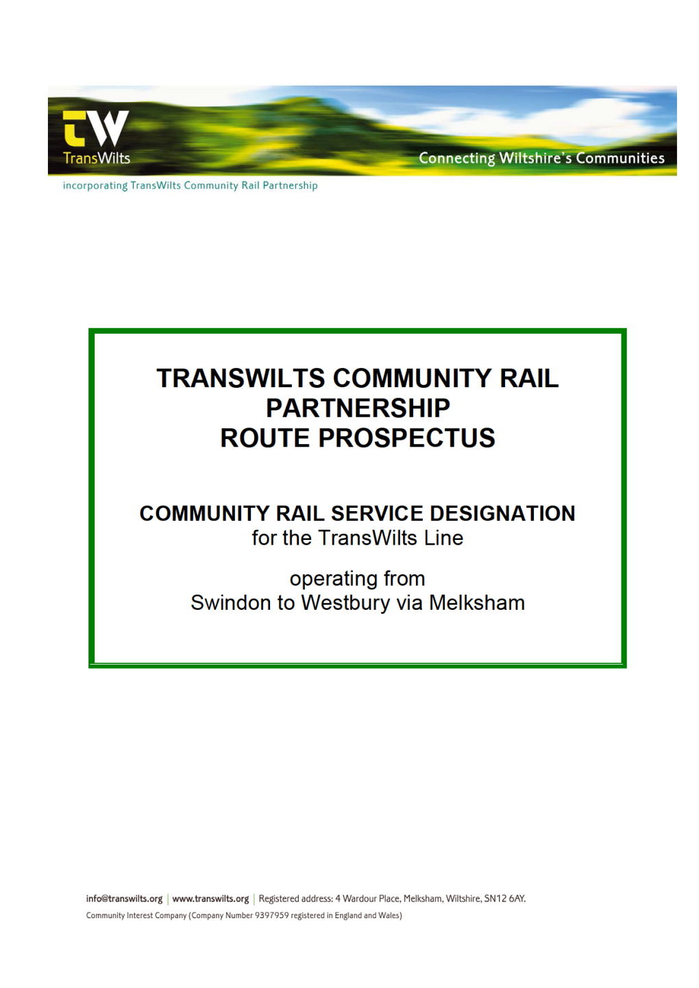 Transwilts Community Rail Partnership Prospectus