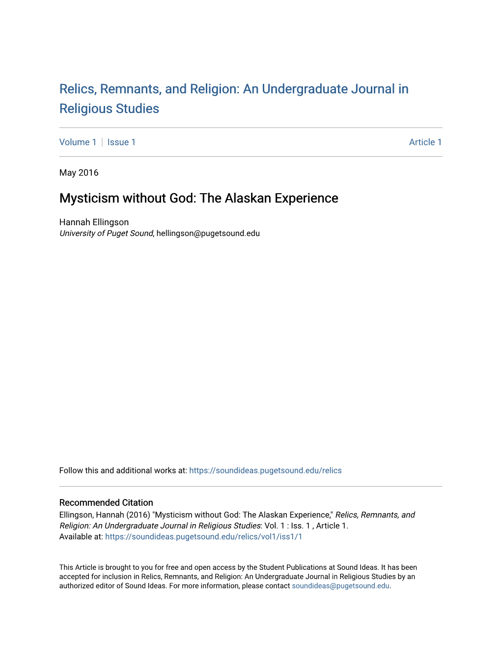 Mysticism Without God: the Alaskan Experience