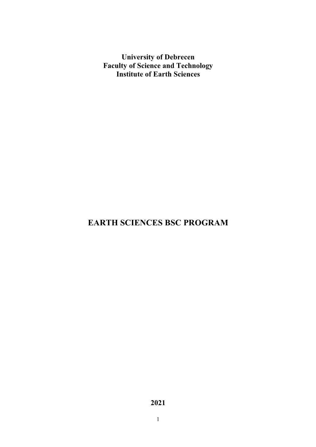 Earth Sciences Bsc Program