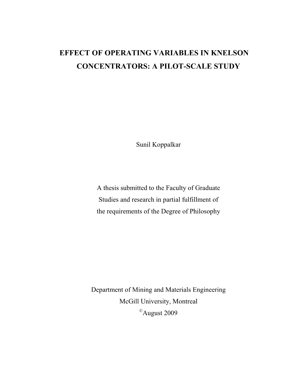 Effect of Operating Variables in Knelson Concentrators: a Pilot-Scale Study