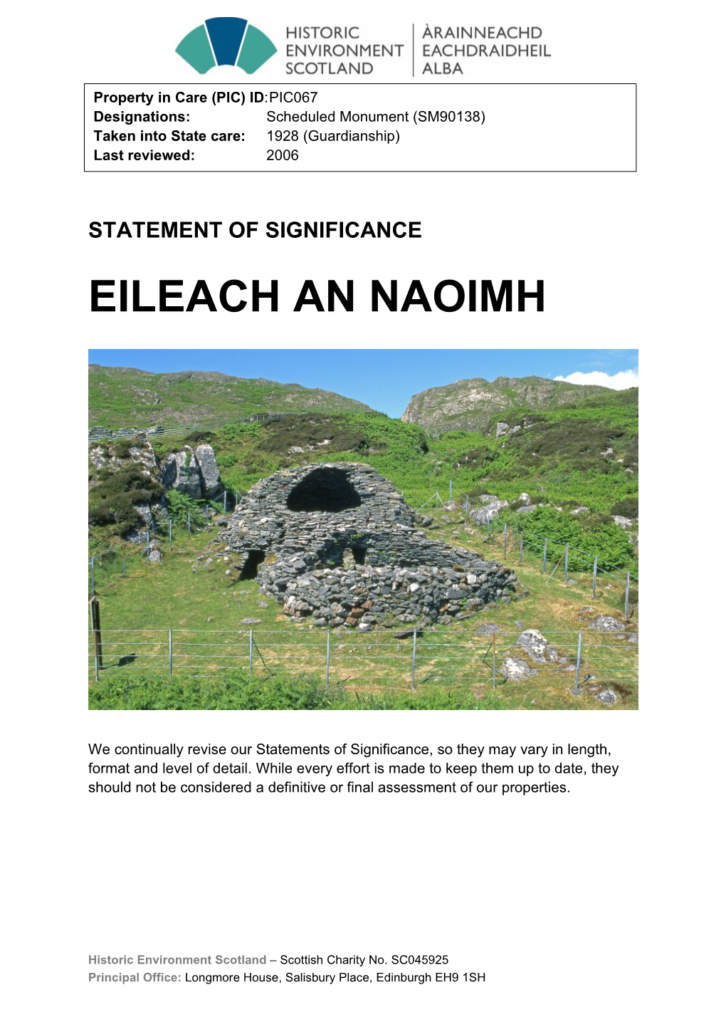 Eileach an Naoimh Statement of Significance
