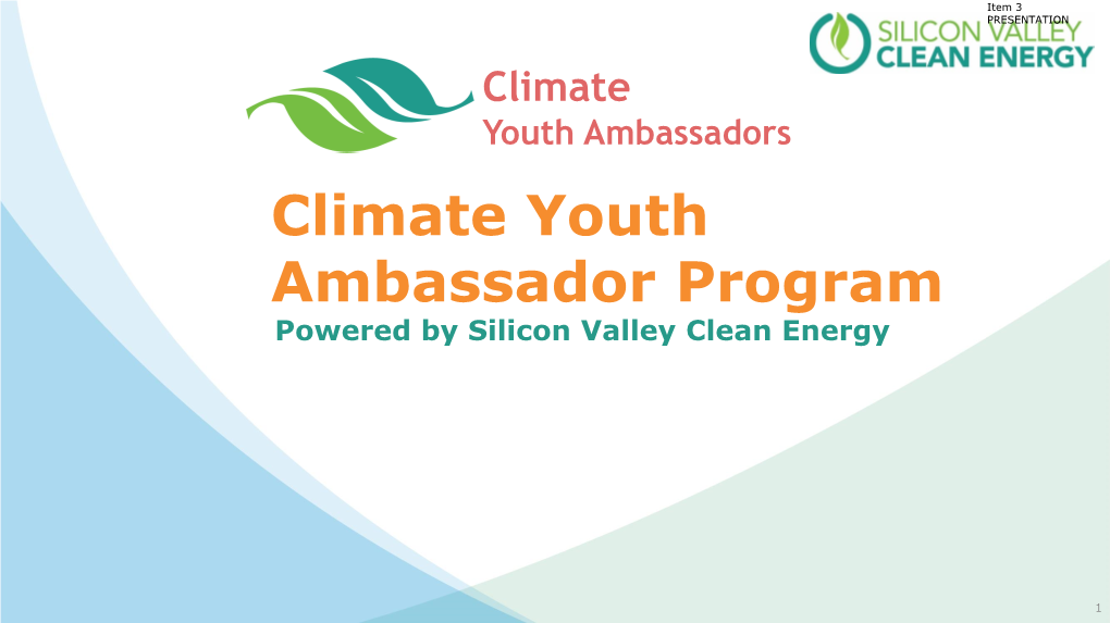 Climate Youth Ambassador Program Powered by Silicon Valley Clean Energy