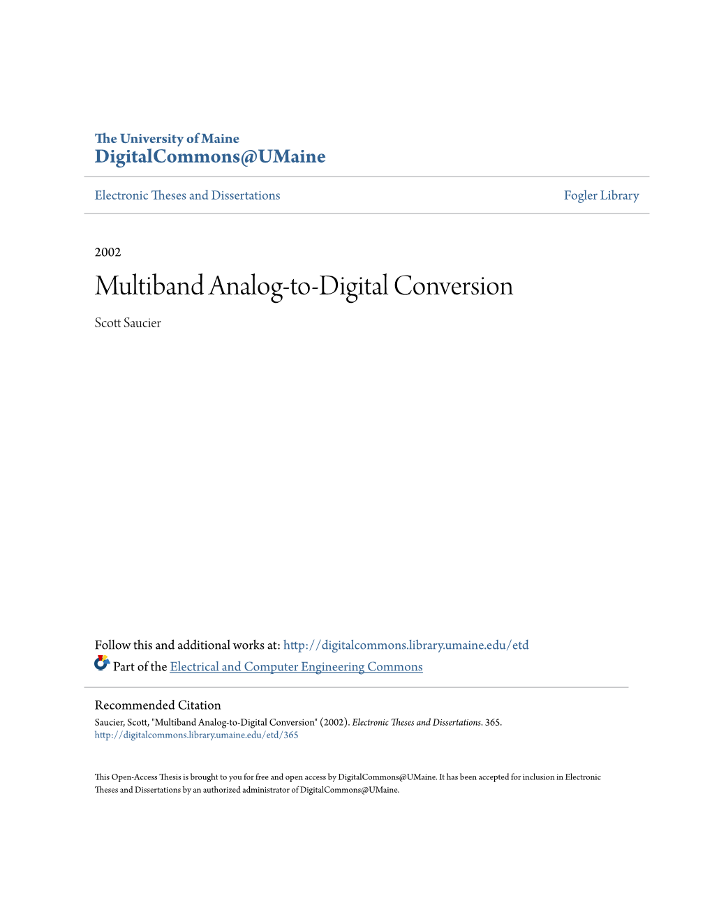 Multiband Analog-To-Digital Conversion Scott As Ucier