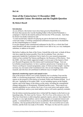 Devolution and the English Question