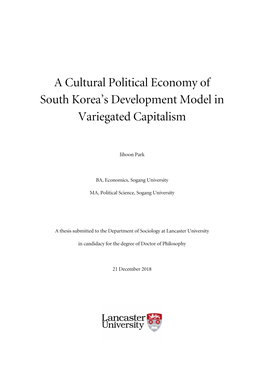 A Cultural Political Economy of South Korea's Development Model In