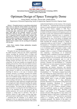 Optimum Design of Space Tensegrity Dome