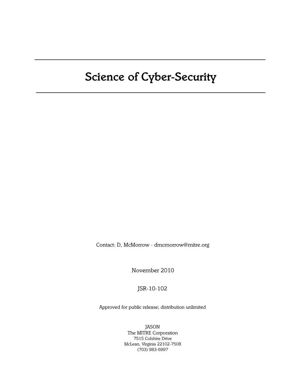 Science of Cyber-Security