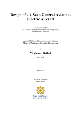 Design of a 4-Seat, General Aviation, Electric Aircraft