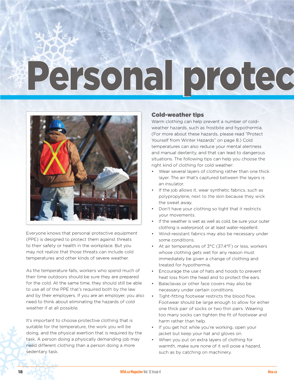 IHSA.Ca Magazine: PPE and Winter Weather