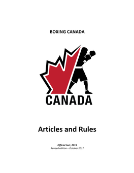 Boxing Canada Articles and Rules