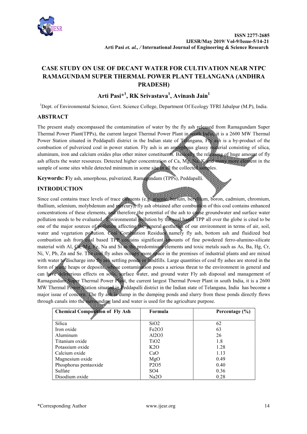 Case Study on Use of Decant Water for Cultivation Near