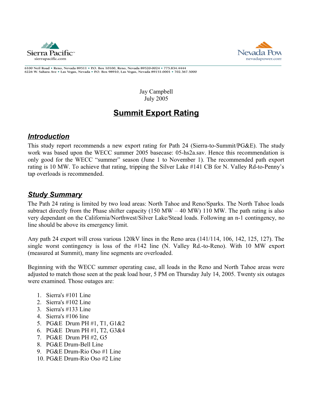 Summit Export Rating