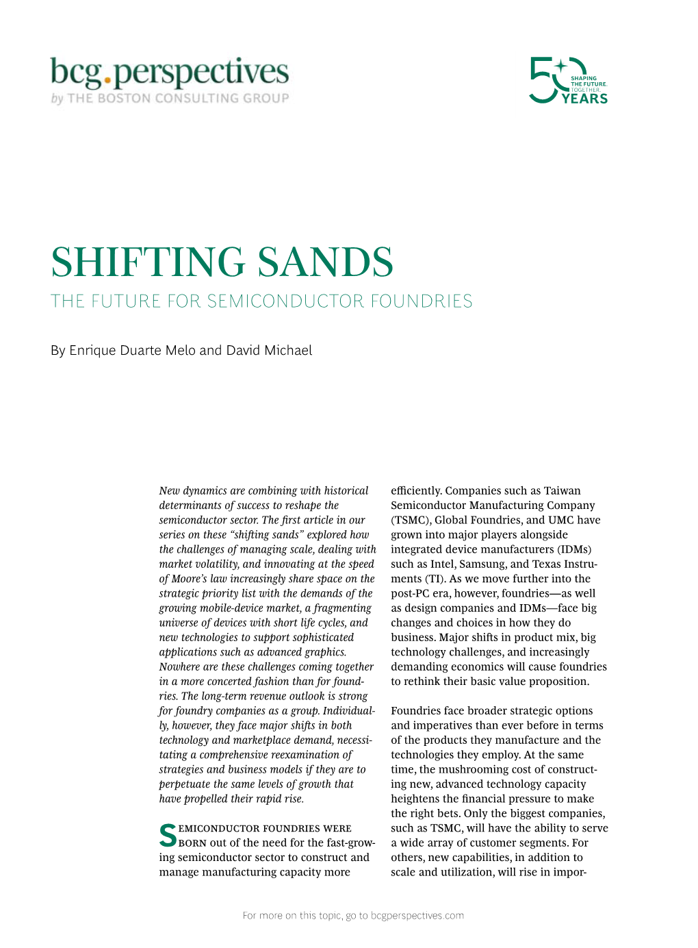 Shifting Sands the Future for Semiconductor Foundries