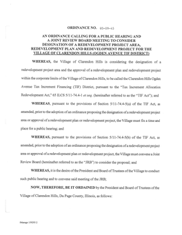 WHEREAS, the Village of Clarendon Hills Is Considering the Designation of a Redevelopment Act," 65 ILCS 5/ 11- 74.4- 1 Et S