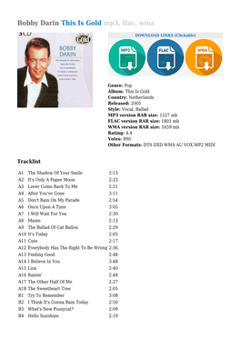 Bobby Darin This Is Gold Mp3, Flac, Wma