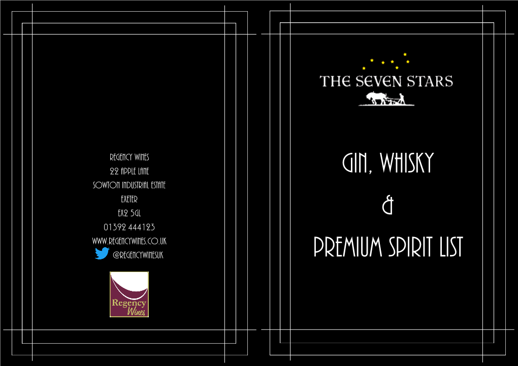 Gin, Whisky & Premium Spirit List