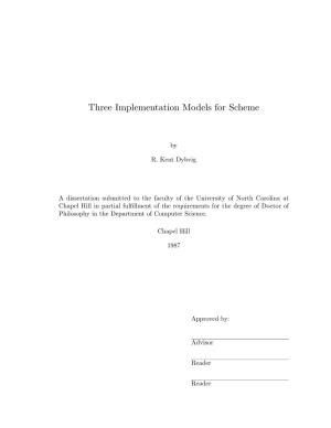 Three Implementation Models for Scheme